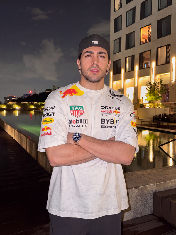T-shirt Oversize Acid Wash Blanc Red Bull Racing F1