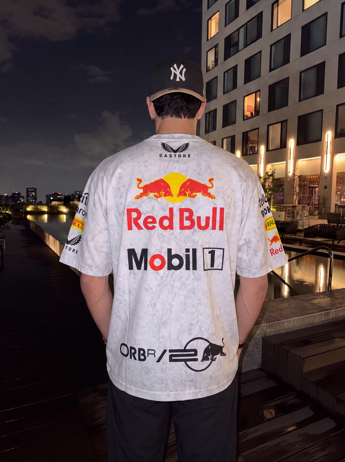 T-shirt Oversize Acid Wash Blanc Red Bull Racing F1